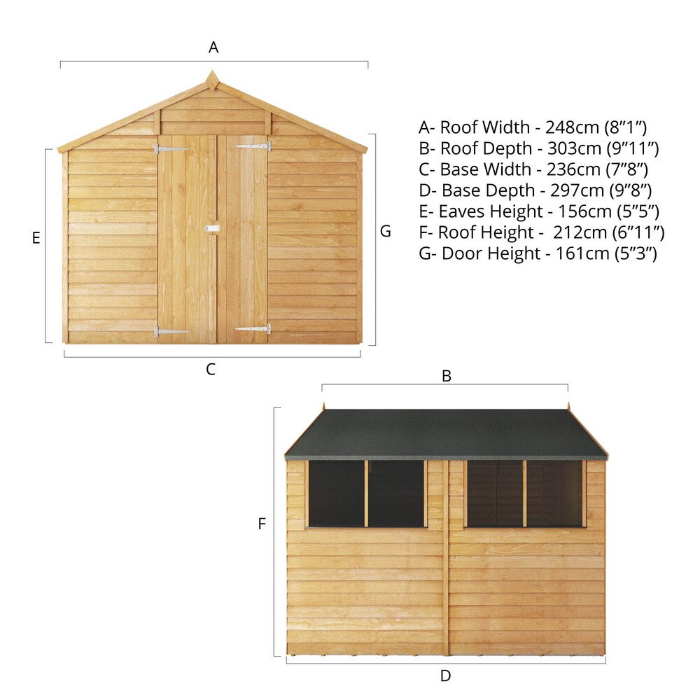 Mercia 10 x 8 Overlap Shed with Double Doors - elbec garden buildings