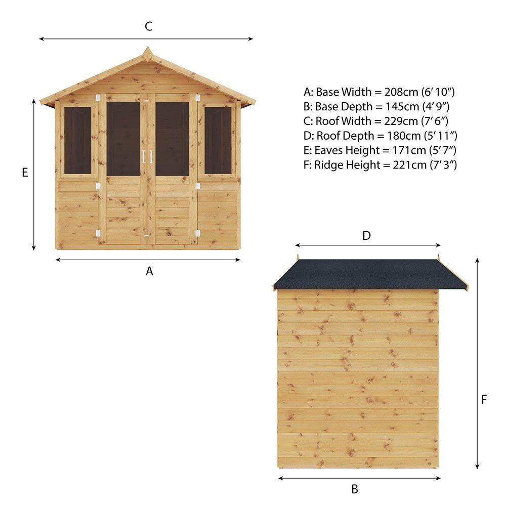 Mercia Shiplap Traditional Summerhouse 7 x 5 (2.12m x 1.48m) - elbec ...