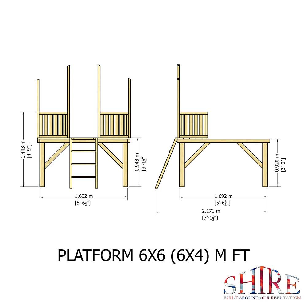 Shire Stork Playhouse Inc Platform 6 X 6 (1.79m X 1.79m) - Elbec Garden ...