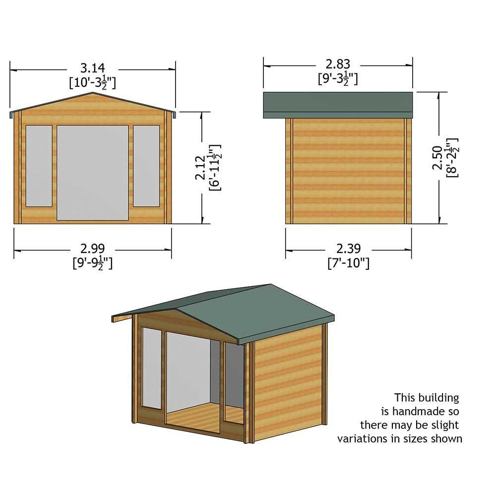 Shire Epping Log Cabin 10G x 8 (2.99m x 2.39m) - 28mm Logs - elbec ...