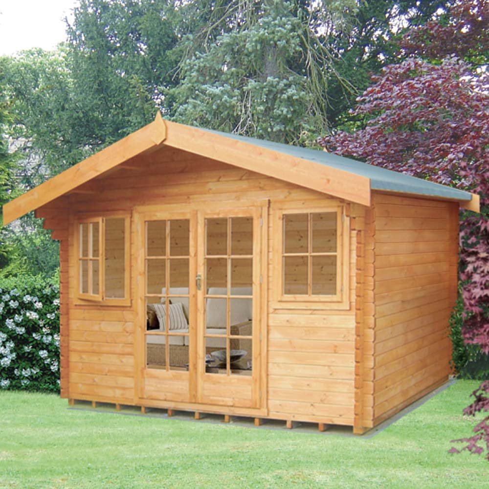 Shire Clipstone Log Cabin 16G x 10 - 28mm to 70mm Logs - elbec garden ...