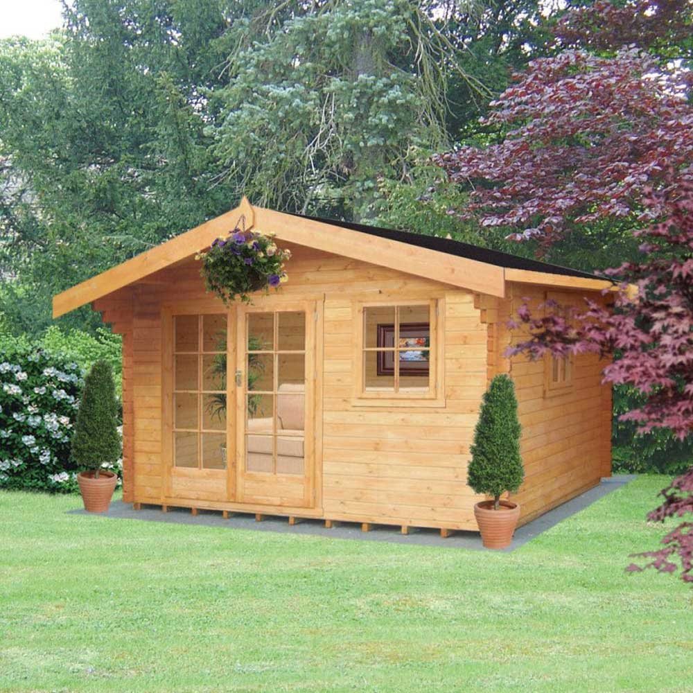 Shire Tunstall Log Cabin 12G x 10 - 28mm to 70mm Logs - elbec garden ...