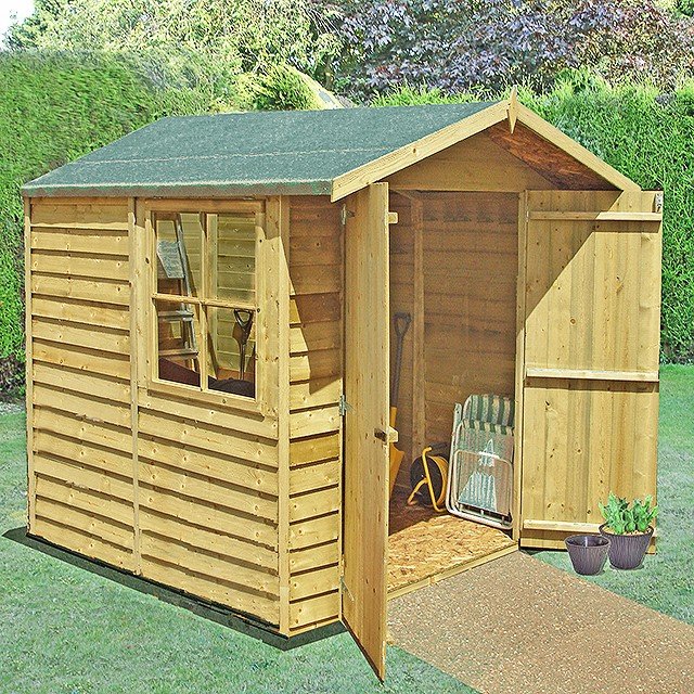 7 X 7 Shire Overlap Pressure Treated Shed - Double Doors - Elbec Garden ...