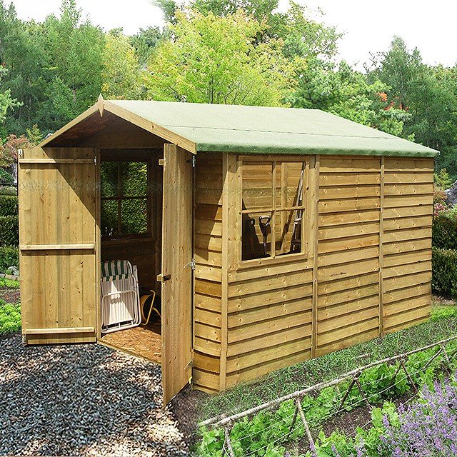 7 X 7 Shire Overlap Pressure Treated Shed - Double Doors - Elbec Garden ...