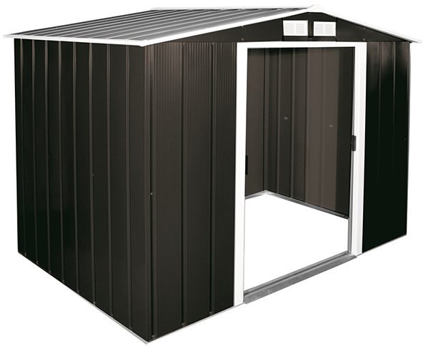 8 x 6 Sapphire Apex Metal Shed in Anthracite Grey - elbec garden buildings