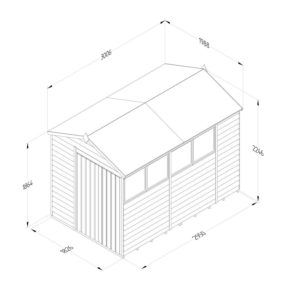 10 X 6 Forest Overlap Apex Shed With Double Doors Pressure Treated Elbec Garden Buildings 6036