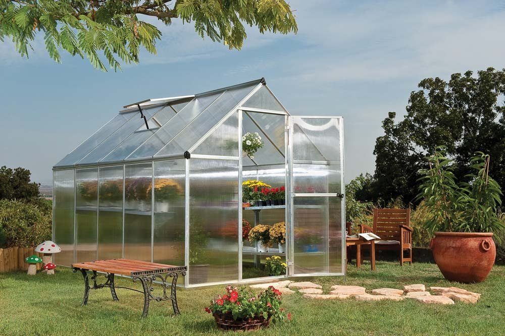 6 x 10 Palram Mythos Greenhouse - Silver - elbec garden buildings