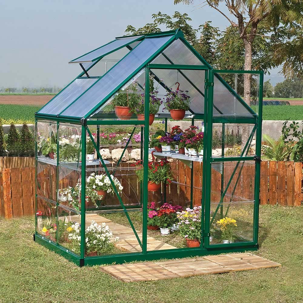 6 x 4 Palram Hybrid Greenhouse - Green - elbec garden buildings