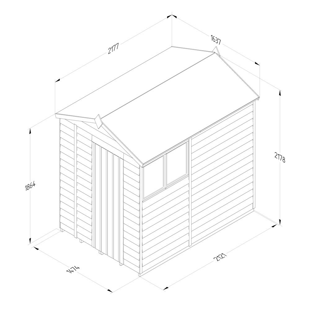 7 x 5 Forest Overlap Shed - Pressure Treated - with 15 year guarantee ...