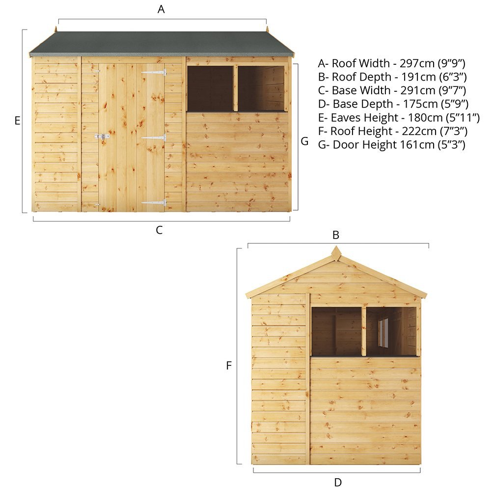 Mercia Shiplap Apex & Reverse Apex Shed 10x6: with windows, shiplap ...