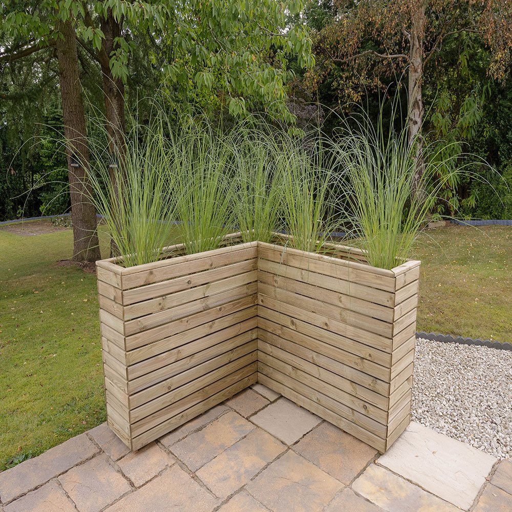 Forest Linear Corner Wooden Planter - Pressure Treated - 1.6m - 15 year ...