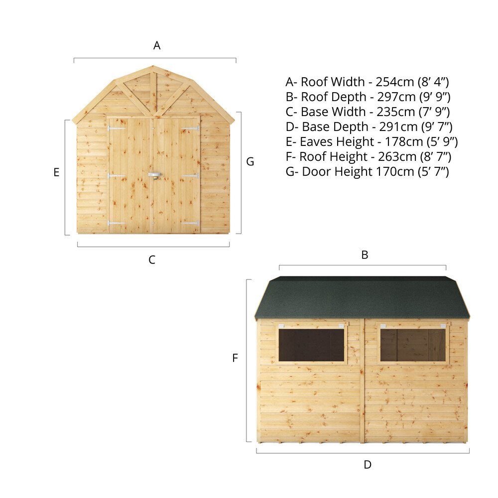 10x8 Mercia Premium Shiplap T&G Dutch Barn Shed - 10 year guarantee ...