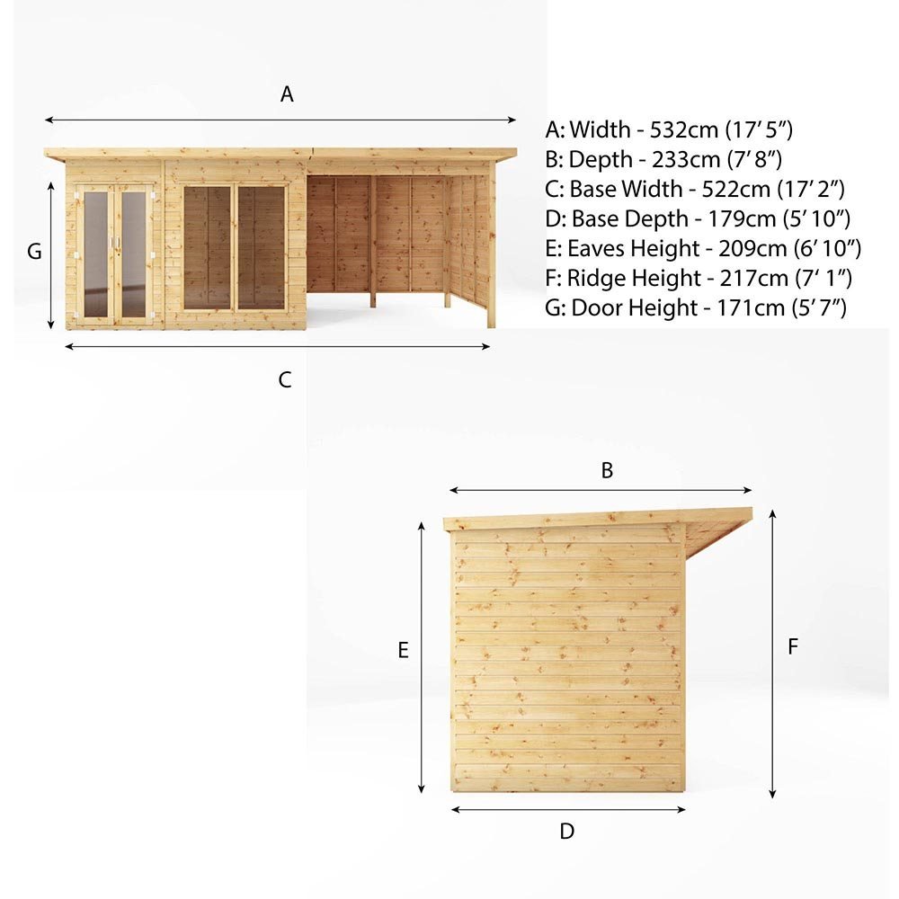 18 X 6 Maine Summerhouse With Patio Area - Elbec Garden Buildings