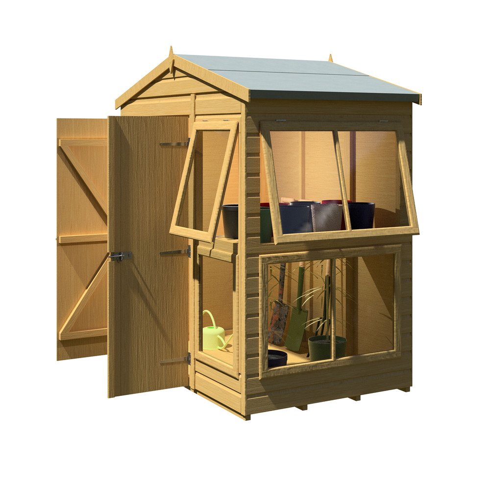 6 x 4 Shire Sun Hut Apex Wooden Greenhouse - elbec garden buildings