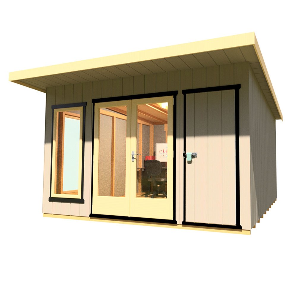 Shire 12x12 Cali Garden Office with Side Storage - elbec garden buildings