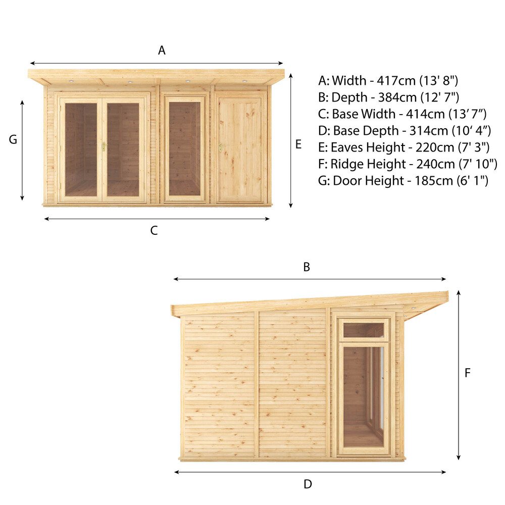 4mx3m Insulated Garden Room + Side Shed - elbec garden buildings