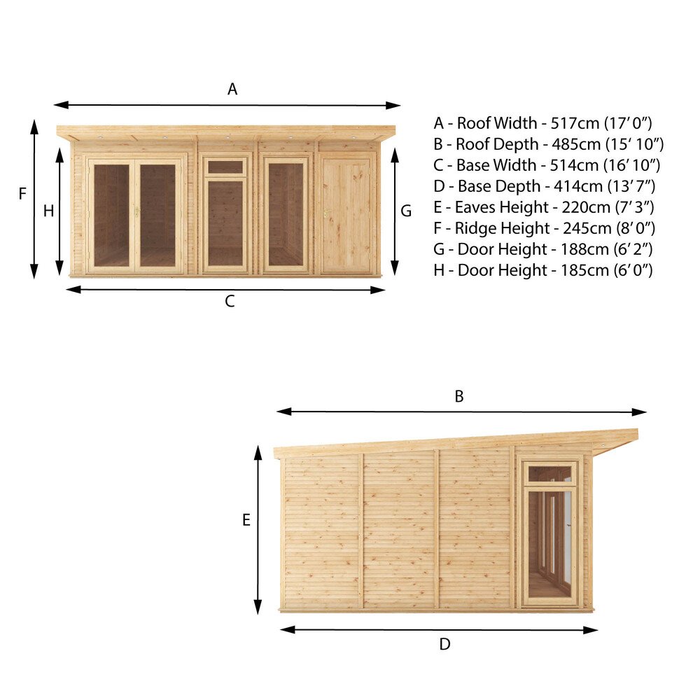 5mx4m Insulated Garden Room + Side Shed - elbec garden buildings