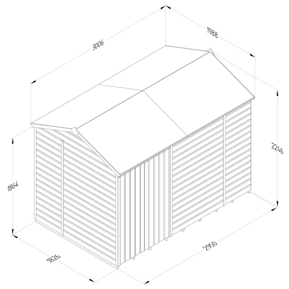 Forest Beckwood 10x6 Reverse Apex Shed Windowless - elbec garden buildings