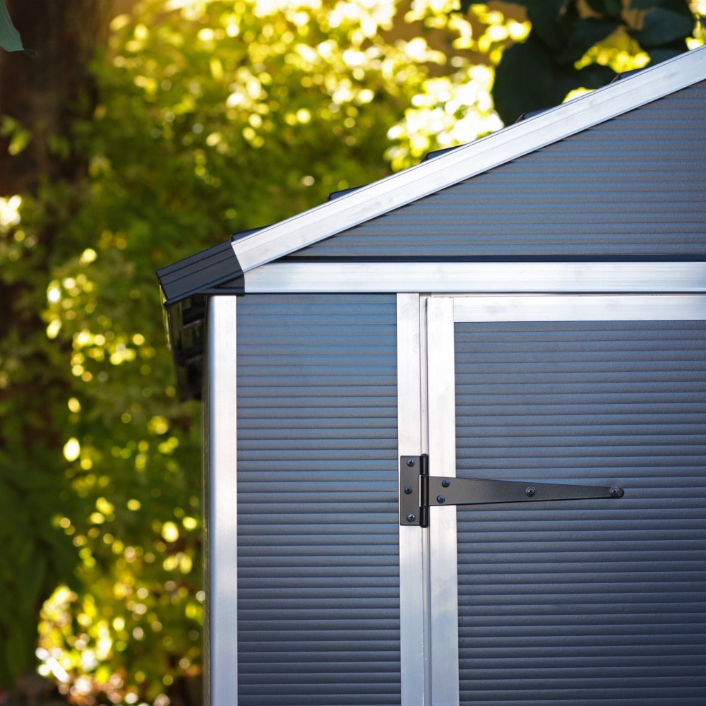 Palram Rubicon 6x10 Plastic Shed In Dark Grey - Elbec Garden Buildings