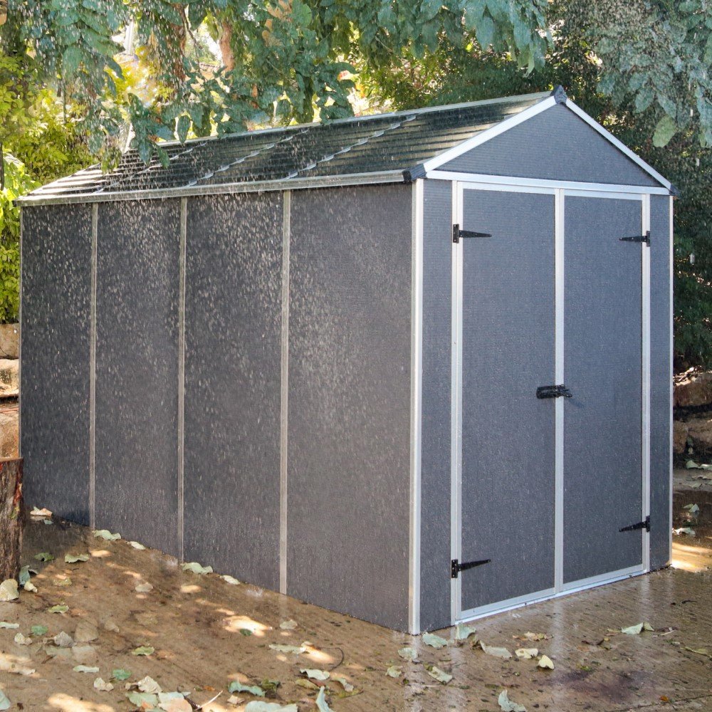 Palram Rubicon 6x10 Plastic Shed In Dark Grey - Elbec Garden Buildings