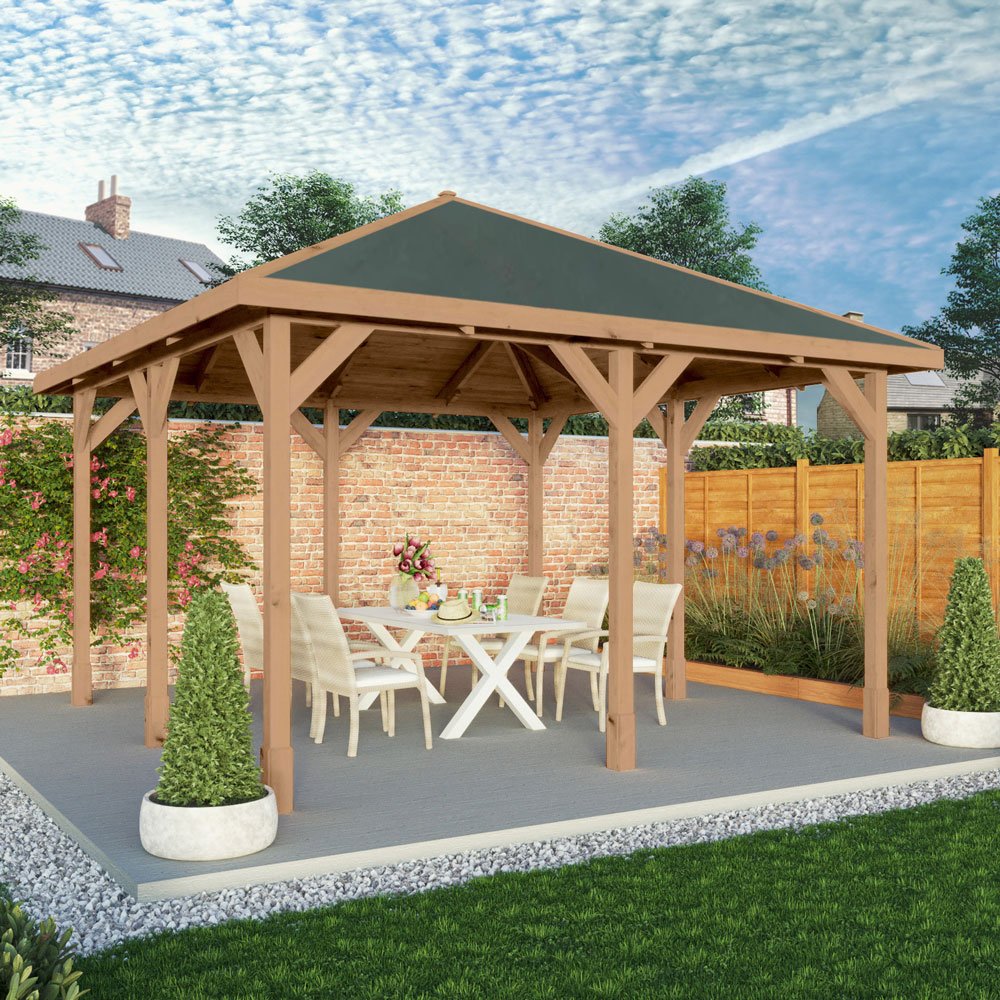 Mercia 4mx4m Carlton Gazebo Pressure Treated - elbec garden buildings