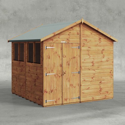 8 x 8 Powersheds Tongue & Groove Apex Wooden Shed With Double Doors 8 x 8 Powersheds Tongue & Groove Apex Wooden Shed With Double Doors