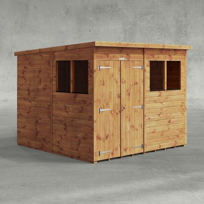 8 x 8 Powersheds Tongue & Groove Pent Wooden Shed With Double Doors 8 x 8 Powersheds Tongue & Groove Pent Wooden Shed With Double Doors