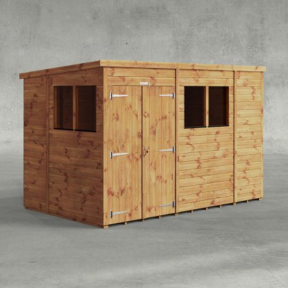 10 x 6 Powersheds Tongue & Groove Pent Wooden Shed With Double Doors 10 x 6 Powersheds Tongue & Groove Pent Wooden Shed With Double Doors