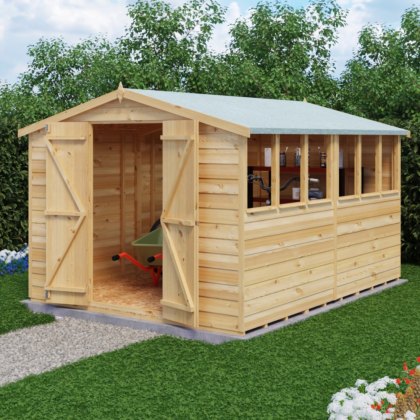 10 x 8 Shire Value Overlap Apex Garden Shed with Double Doors