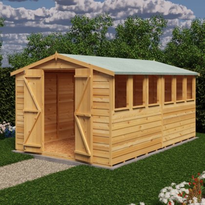 12 x 8 Shire Value Overlap Apex Garden Shed with Double Doors