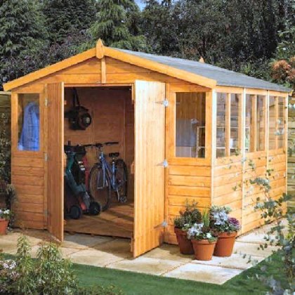 9 x 9 (2.77m x 2.70m) Rowlinson Workshop Apex Garden Shed