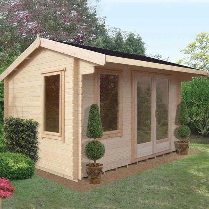 8G x 12 (2.39m x 3.59m) Shire Marlborough Log Cabin (28mm to 70mm Logs)