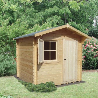 8G x 12 (2.39m x 3.59m) Shire Belham Log Cabin (28mm Logs)