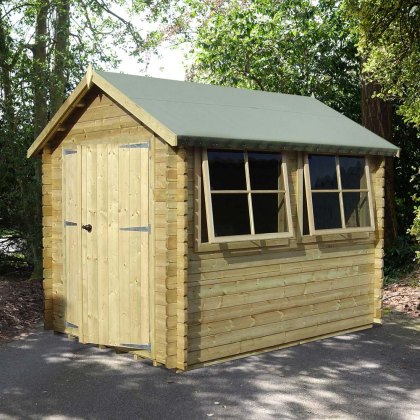 8G x 14 (2.39m x 4.19m) Shire Solway Log Cabin (28mm to 70mm Logs)