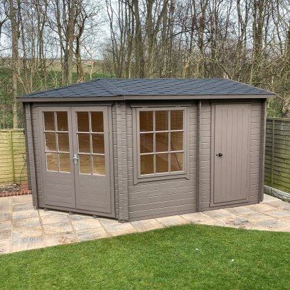 10 x 14 (2.96m x 4.34m) Shire Rowney Log Cabin 28mm logs