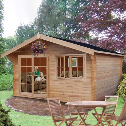 14G x 16 (4.19m x 4.79m) Shire Abbeyford Log Cabin (28mm to 70mm Logs)