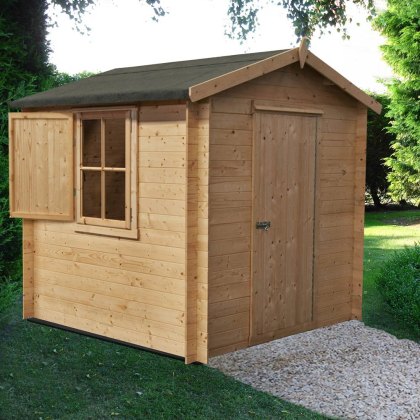 8G x 8 (2.39m x 2.39m) Shire Camelot Log Cabin (19mm Logs)