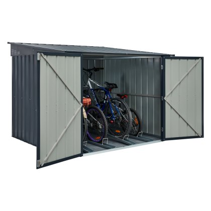 6 x 6 Globel Metal Bike Shed in Grey 6 x 6 Globel Metal Bike Shed in Grey