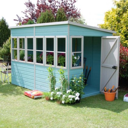 10 x 10 (3.04m x 2.99m) Shire Sun Pent Shiplap Potting Shed