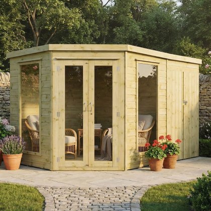 11 x 7 (3.22m x 1.98m) Mercia Corner Summerhouse with Side Shed 11 x 7 (3.22m x 1.98m) Mercia Corner Summerhouse with Side Shed
