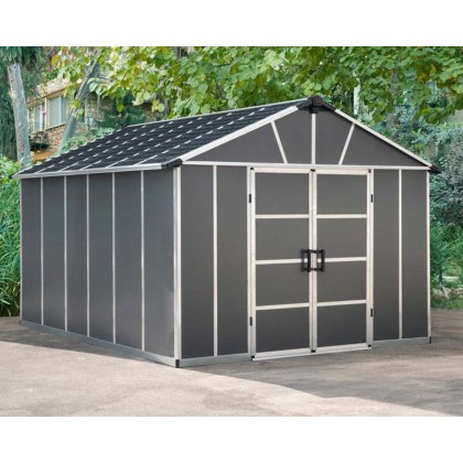 11 x 13 (3.32m x 3.93m) Palram - Canopia Yukon Plastic Apex Shed with WPC Floor - Dark Grey