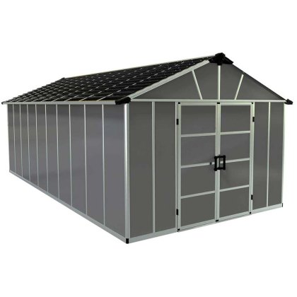 11 x 21 (3.32m x 6.43m) Palram - Canopia Yukon Plastic Apex Shed with WPC Floor - Dark Grey