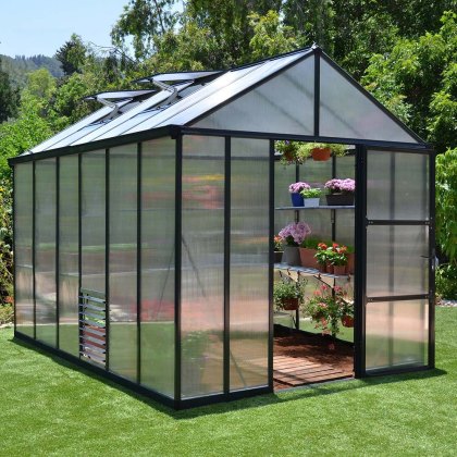 8 x 12 (2.39m x 3.58m) Palram - Canopia Glory Greenhouse - Anthracite