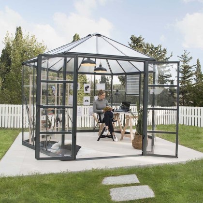 12ft (3.16m x 3.63m) Palram - Canopia Oasis Hexagonal Greenhouse - Grey