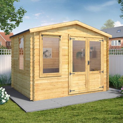 2.6m x 3.3m (10ft 2inG x 7ft 10in) Mercia Log Cabin - 19mm Logs