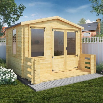 3.3m x 3.4m (11G x 11) Mercia Log Cabin with Veranda - 19mm Logs