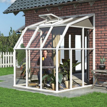 6 x 6 Palram Canopia Rion White Sun Room Walk In Wall Greenhouse