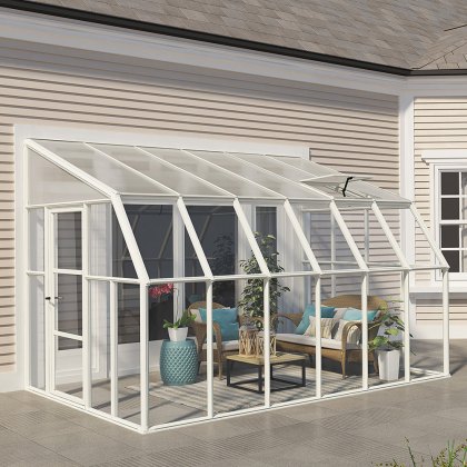 8 x 12 Palram Canopia Rion White Sun Room Walk In Wall Greenhouse