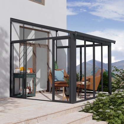 10 x 10 (3.05m x 3.05m) Palram Canopia SanRemo Verandah Grey Sun Room