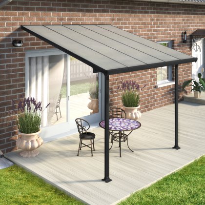 10 x 10 (3.00m x 3.05m) Palram Canopia Feria Patio Cover Grey With Clear Panels